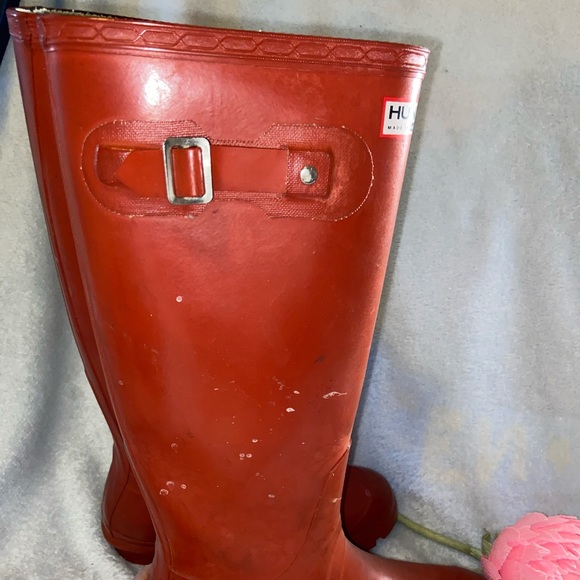 LOVED Red HUNTER Wellies, size 37 (6) GUC AS IS - Picture 9 of 12